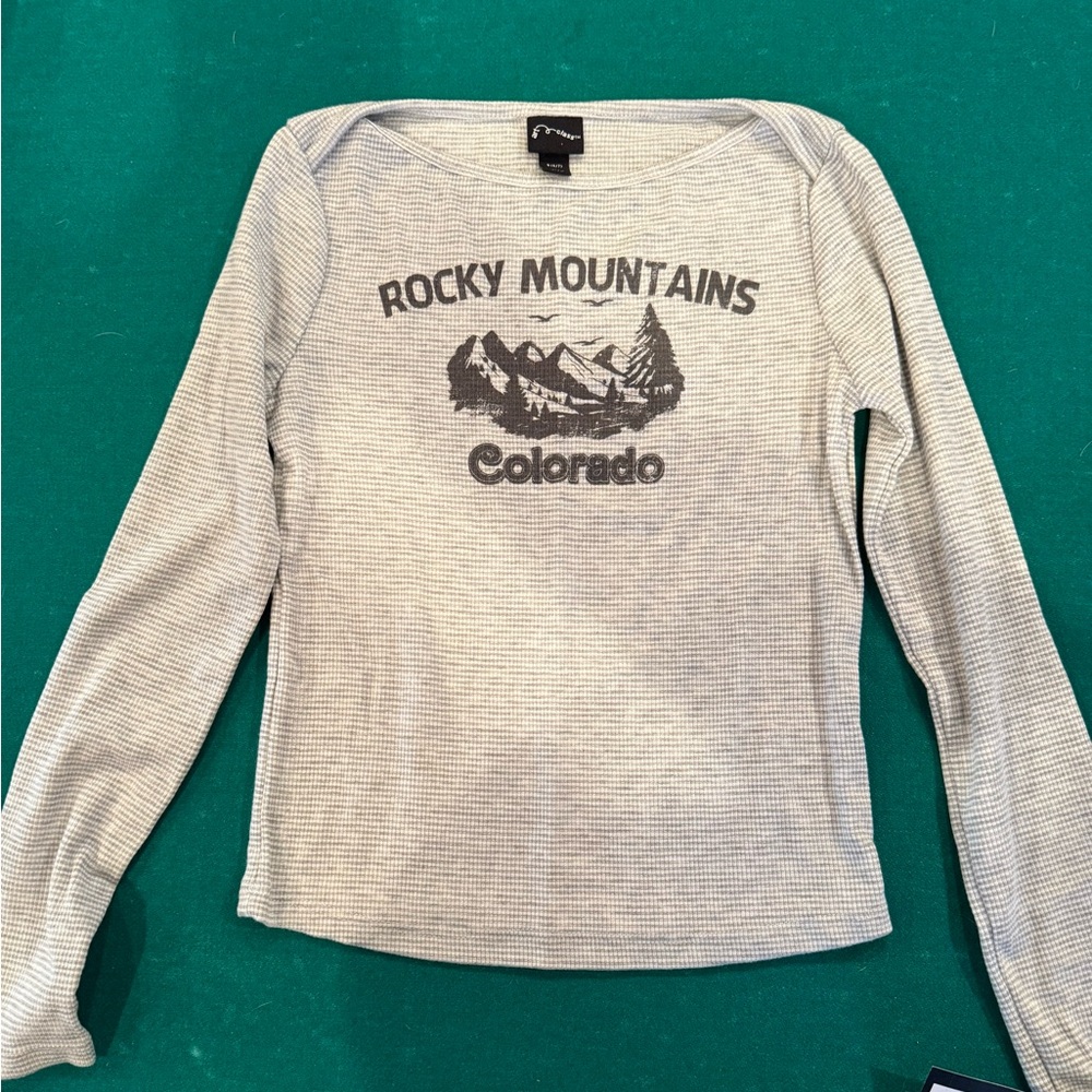 art class Gray Long Sleeve Tee with Rocky Mountains Print